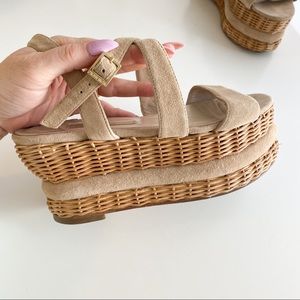 Platform Rattan and Suede Sandals Paloma Barcelo